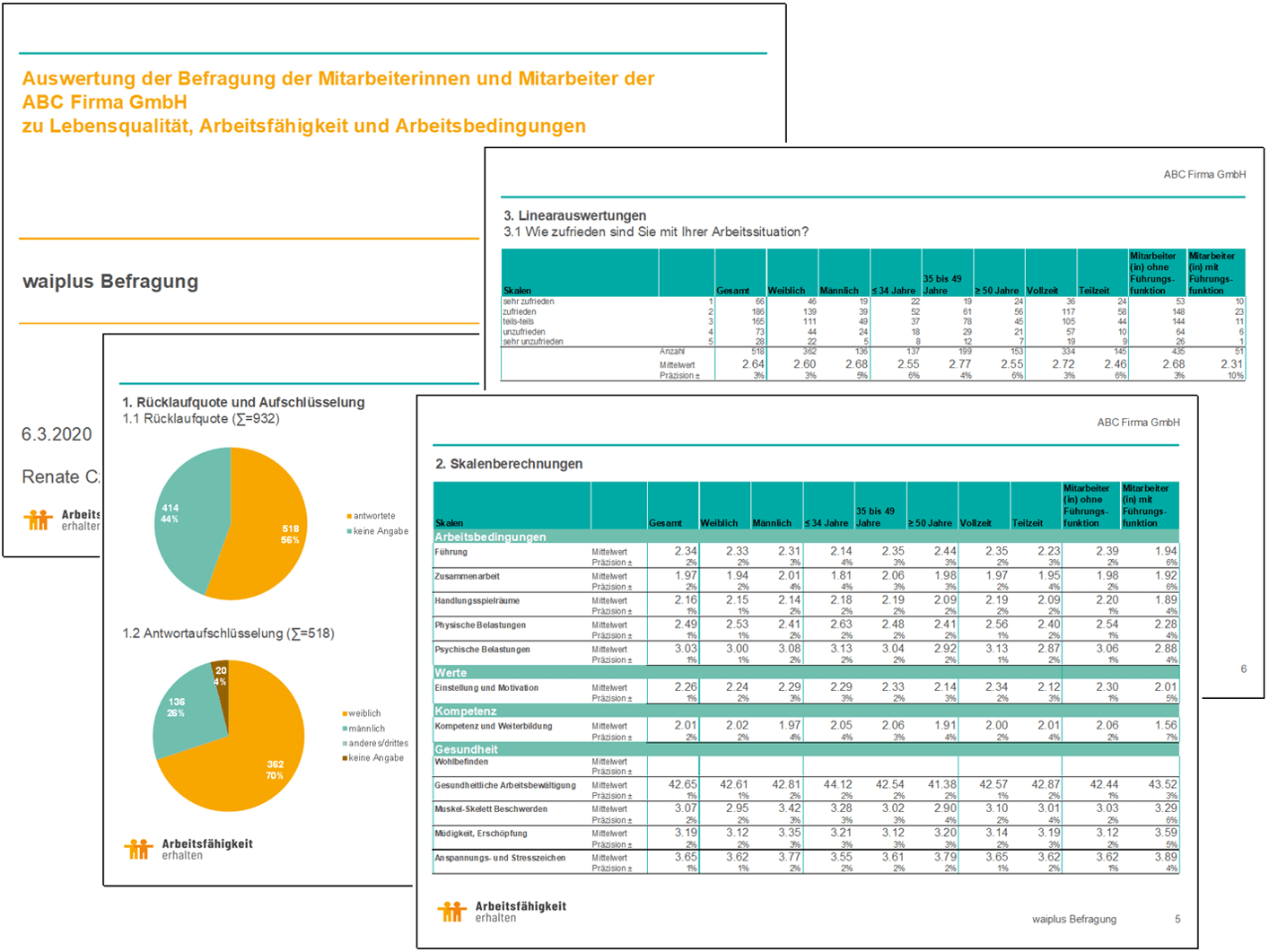 4 Seiten eines waiplus-Berichtes